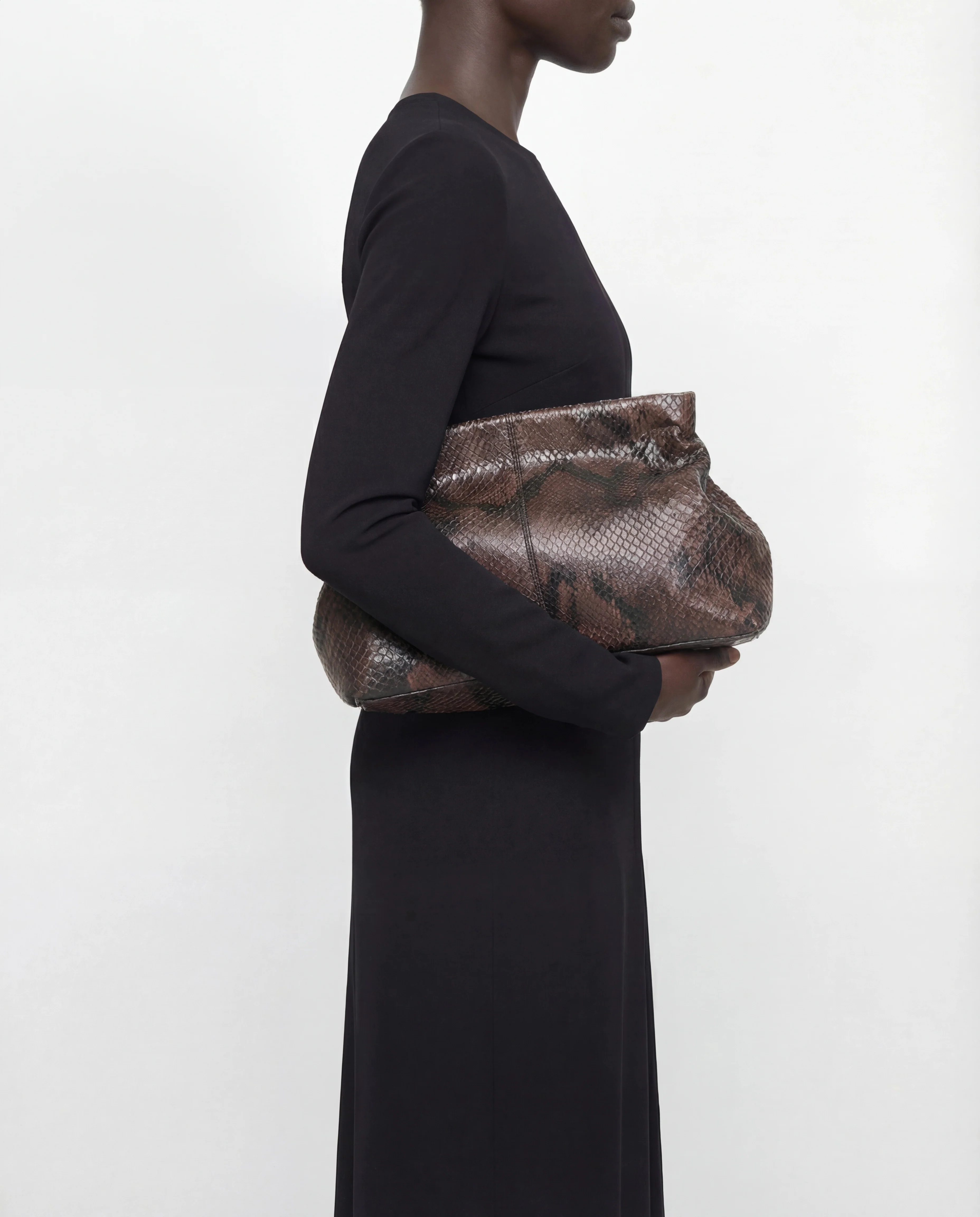 Clay Clutch Leather Chocolate Snake - Image 2