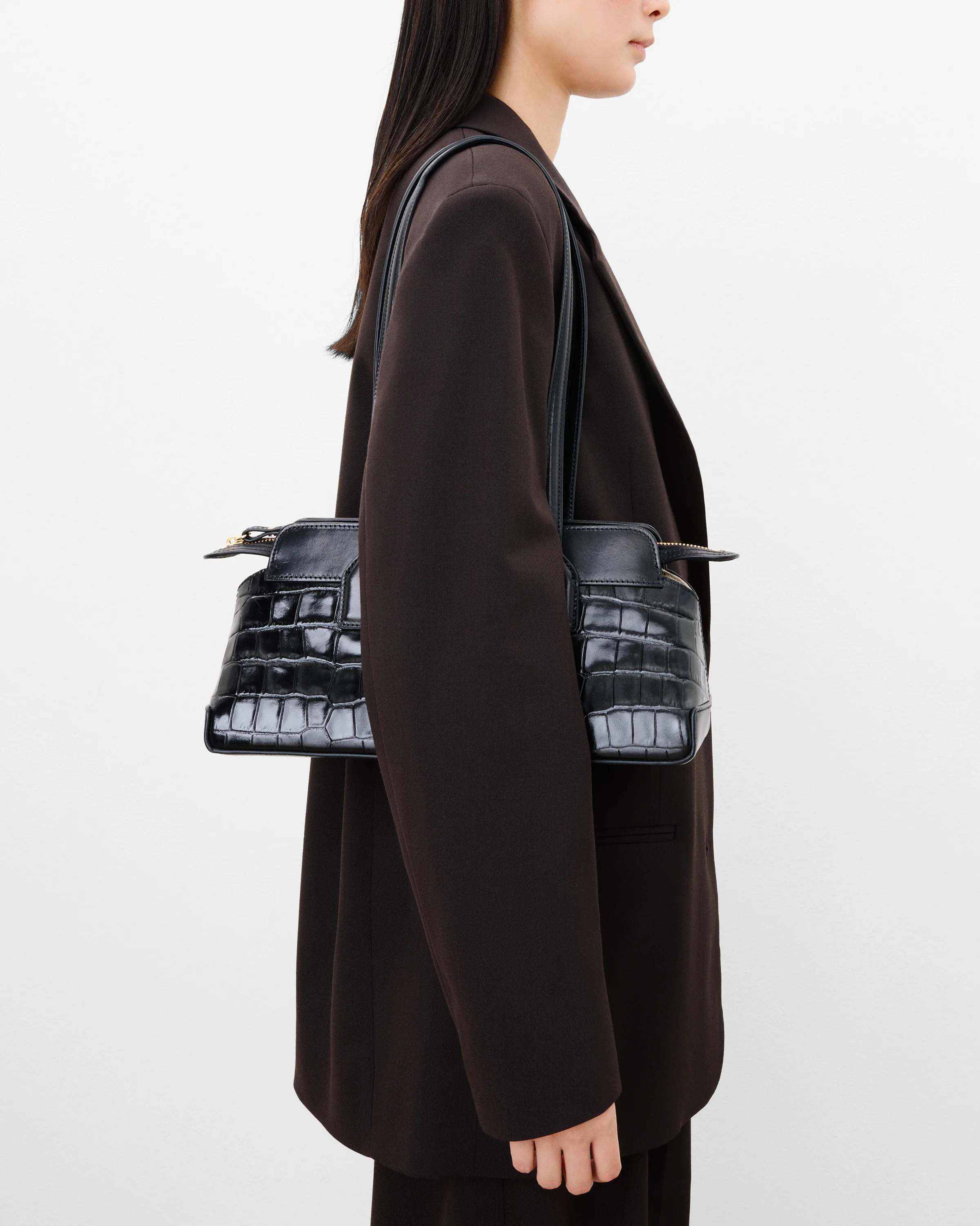 Greta Shoulder bag Leather Croco Black - Image 2