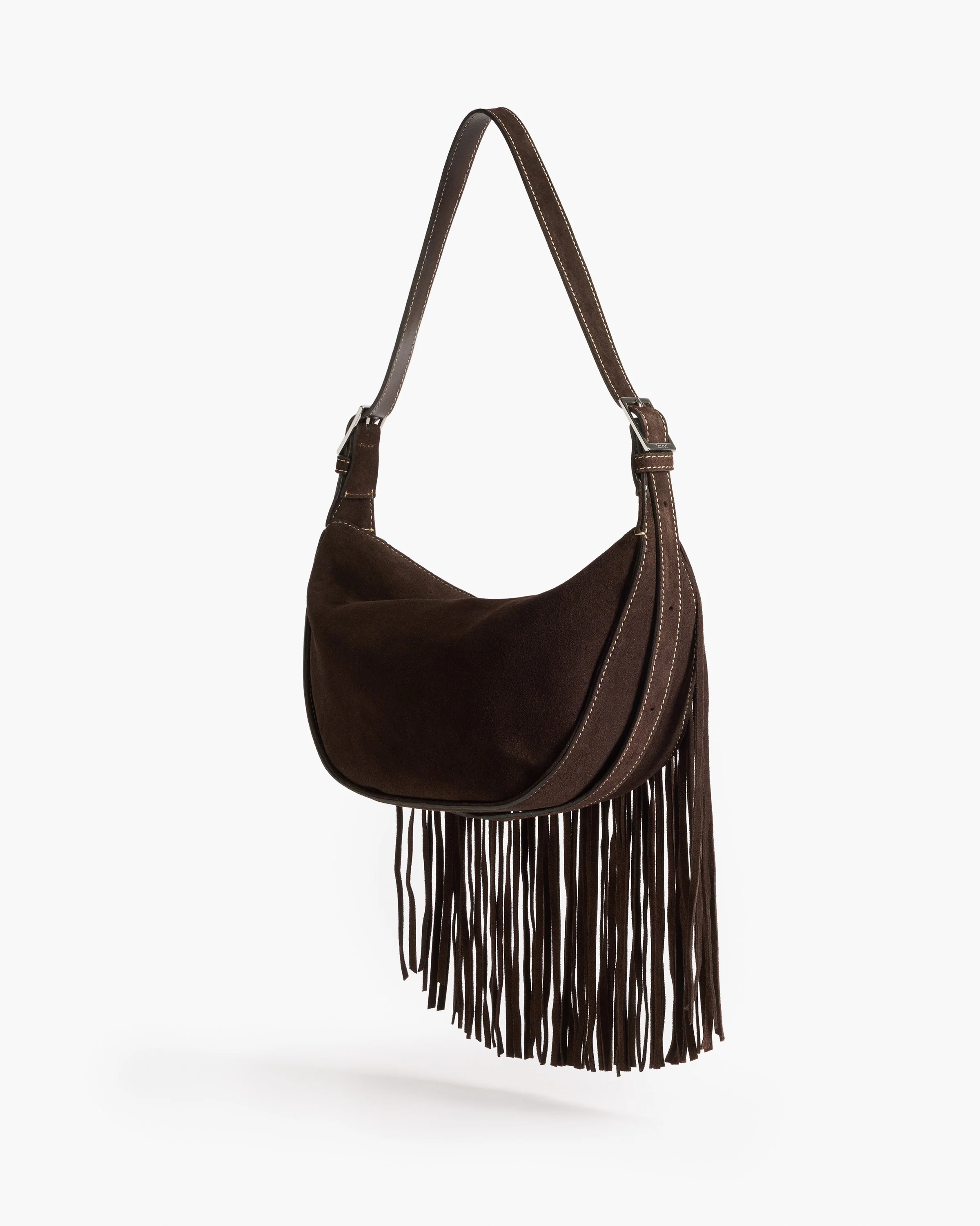 Ivy Cross Shoulder Bag Suede Chocolate - Image 3